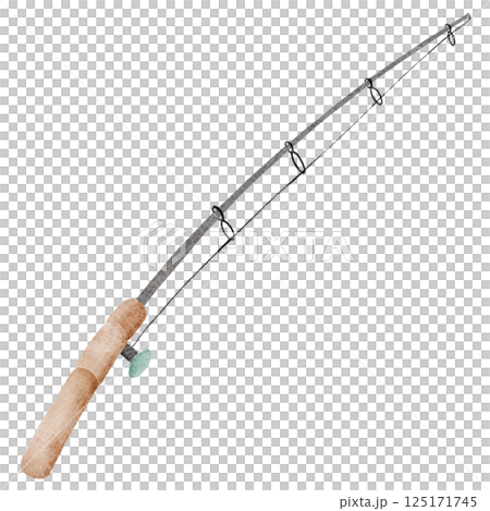 Watercolor Fishing Rod Clipart 125171745