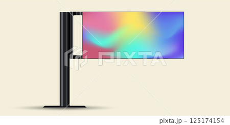 Digital Stand Signage LED Displays Mockup with Digital Stand Signage LED Display Mockup Full color P3 Outdoor Large LED Screen Mock up with black realistic stand. 125174154