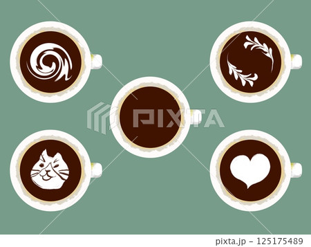 コーヒーが5つ並んだデザイン 125175489