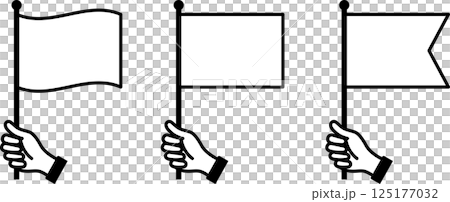 一手拿著一面旗幟的插圖 125177032