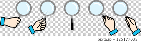 一手拿著放大鏡的彩色圖標 一手拿著放大鏡的彩色圖標 125177035