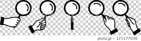 虫眼鏡・ルーペを持つ手のアイコン 125177036