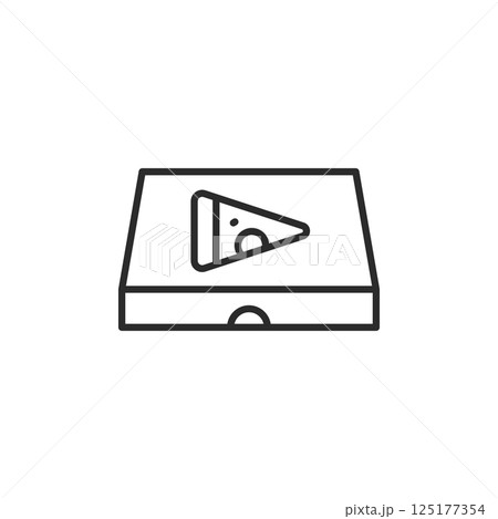 Cheesy pizza slice icon Cheesy pizza slice icon 125177354
