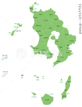 分割できる鹿児島県地図 市町村名 島名あり 分割できる鹿児島県地図 市町村名 島名あり 125177551