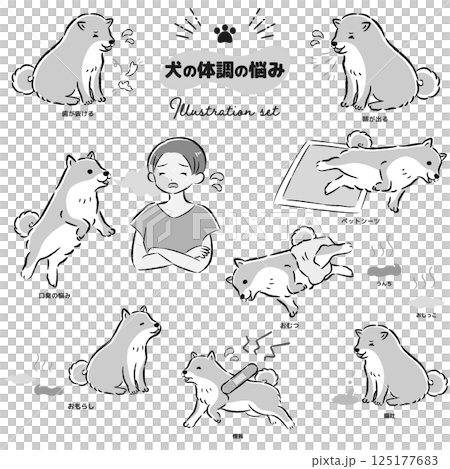 Illustration set of dog's poor health Illustration set of dog's poor health 125177683