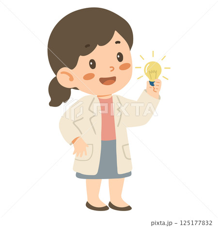 Woman Scientist with a Light Bulb 125177832