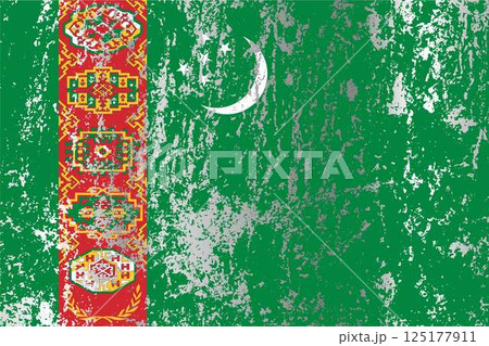 Turkmenistan flag with grunge effect. Turkmenistan flag with grunge effect. 125177911