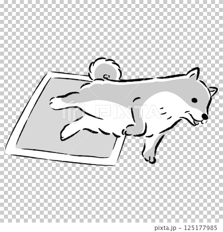 Hand-drawn illustration of a pet sheet and a senior dog 125177985