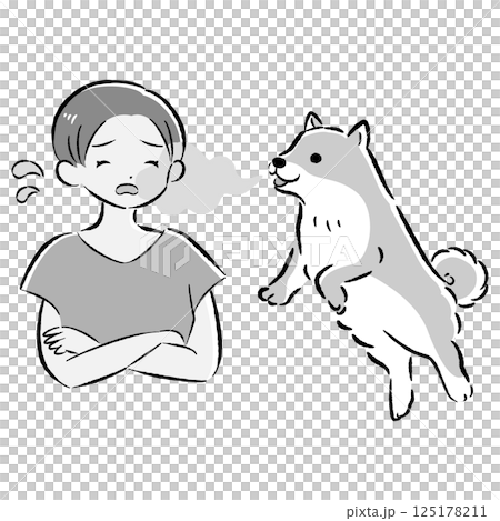 Illustration of a dog suffering from bad breath 125178211