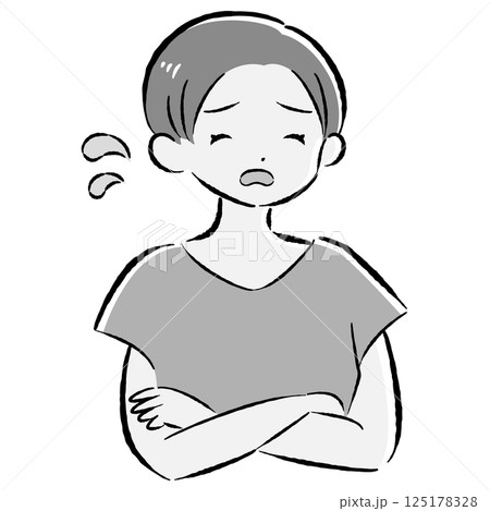 困っている表情の女性のイラスト 困っている表情の女性のイラスト 125178328