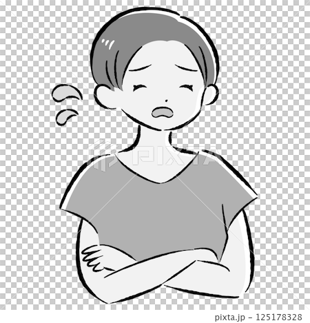 Illustration of a woman with a troubled expression Illustration of a woman with a troubled expression 125178328