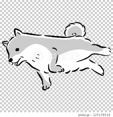 Hand-drawn illustration of a senior dog lying down Hand-drawn illustration of a senior dog lying down 125178518