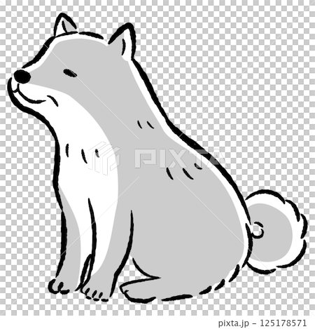 おすわりするシニア犬の手描きイラスト 125178571