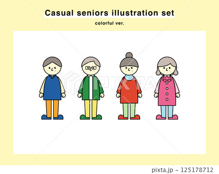 カジュアルな服装の高齢者のイラストセット 01 125178712