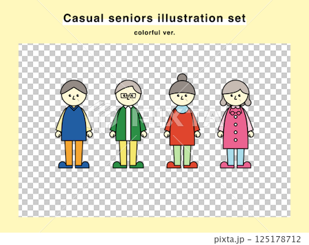 カジュアルな服装の高齢者のイラストセット 01 125178712
