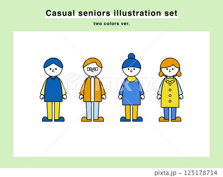カジュアルな服装の高齢者のイラストセット 02 125178714