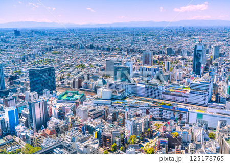 日本の東京都市景観 富士山や池袋駅、変貌する西口エリア（奥）、超高層ビルが姿を現した 125178765