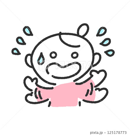 冷や汗をかいて大慌てする女性・大混乱・パニック・大忙し 冷や汗をかいて大慌てする女性・大混乱・パニック・大忙し 125178773