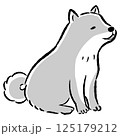 おすわりするのんびりした表情の犬のイラスト 125179212