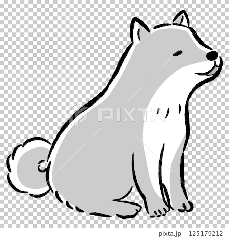 おすわりするのんびりした表情の犬のイラスト 125179212