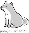 おすわりするのんびりした表情の犬のイラスト 125179213
