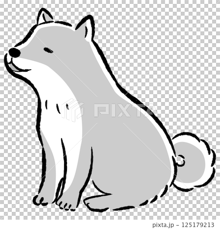 Illustration of a dog sitting with a relaxed expression 125179213