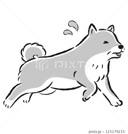 困った表情で逃げるシニア犬のイラスト 125179215