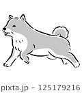 困った表情で逃げるシニア犬のイラスト 125179216