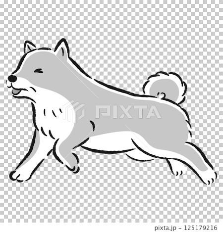 困った表情で逃げるシニア犬のイラスト 125179216