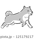 困った表情で逃げるシニア犬のイラスト 125179217