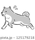 困った表情で逃げるシニア犬のイラスト 125179218