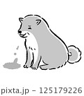 嘔吐するシニア犬の手描きイラスト 125179226