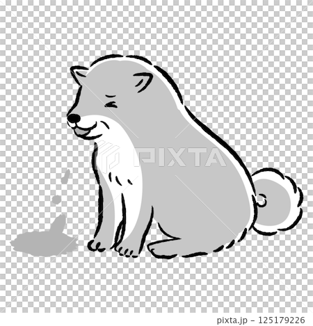 嘔吐するシニア犬の手描きイラスト 嘔吐するシニア犬の手描きイラスト 125179226