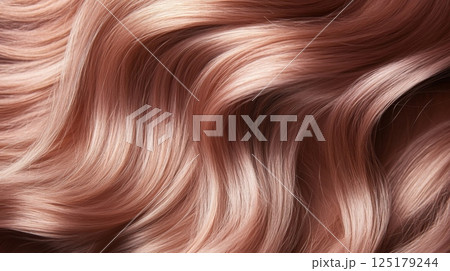 Rose gold hair waves illustrate vibrant color and silky texture, capturing light beautifully. Rose gold hair waves illustrate vibrant color and silky texture, capturing light beautifully. 125179244