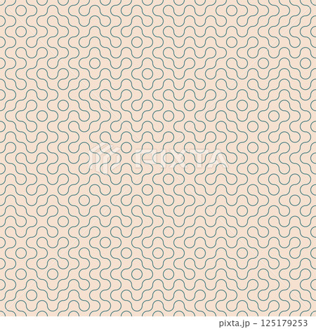Truchet thin line tile, round shapes seamless pattern. Background with rounded lines. 125179253