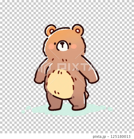 Deformed, simple bear illustration, icon, material, no background 125180013