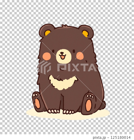 Deformed, sitting Asian black bear illustration, icon, material, no background 125180014