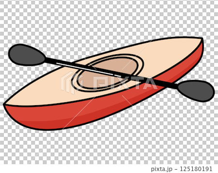 カヌー　パドル　線画　ベクターイラスト 125180191