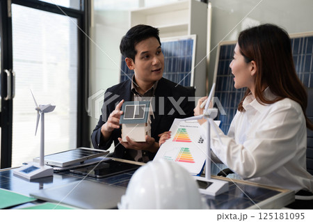 Sustainable development with renewable energy solutions, ecology concept, green business. Sustainable development with renewable energy solutions, ecology concept, green business. 125181095