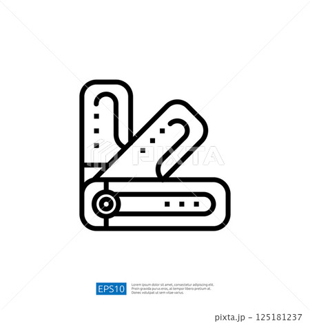 This image features a minimalist line drawing of a measuring tape, commonly used in construction and design for accurate measurements. 125181237
