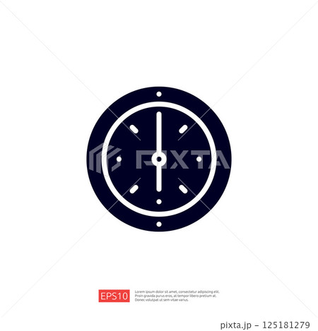 A simple graphic representation of a clock, featuring a round face with hour and minute hands, indicating the passage of time. A simple graphic representation of a clock, featuring a round face with hour and minute hands, indicating the passage of time. 125181279
