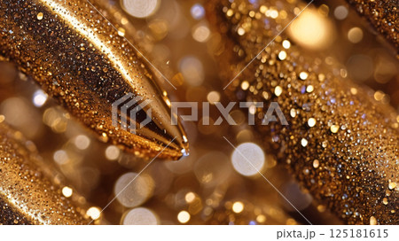 Christmas and Happy new year on blurred bokeh, lights and glitter  125181615