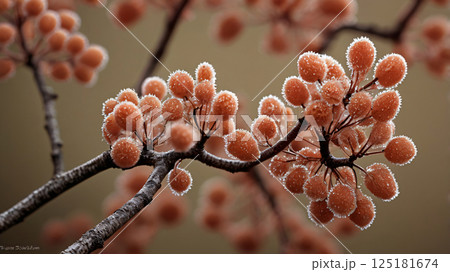 tree branches in bloom, close up image, green nature concept, copy space  125181674