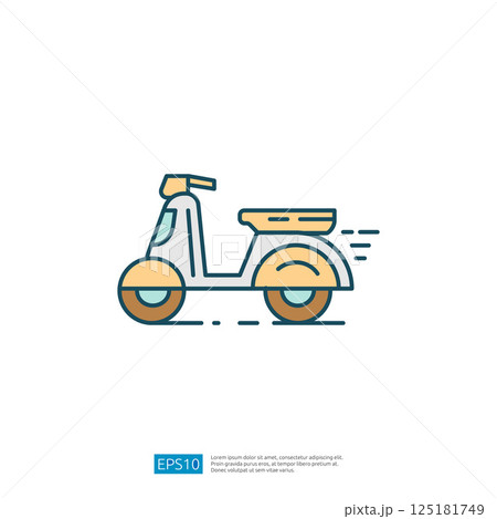 A stylized illustration of a scooter, featuring a streamlined design with vibrant colors, suggesting movement and speed. Ideal for transport-related graphics. A stylized illustration of a scooter, featuring a streamlined design with vibrant colors, suggesting movement and speed. Ideal for transport-related graphics. 125181749