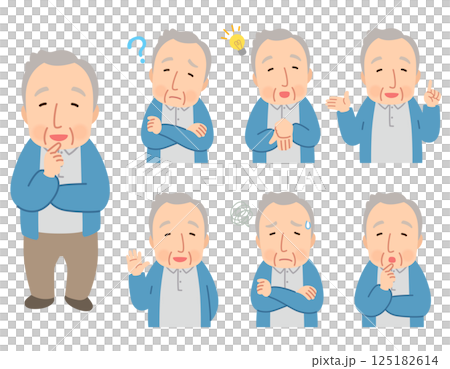 Elderly man, facial expression pose, senior, elderly, late elderly 125182614