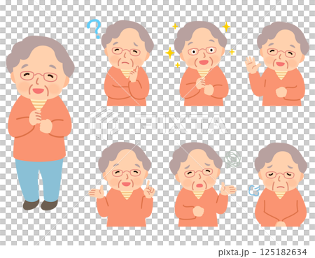 Elderly woman, facial expression pose, senior, elderly, late elderly 125182634