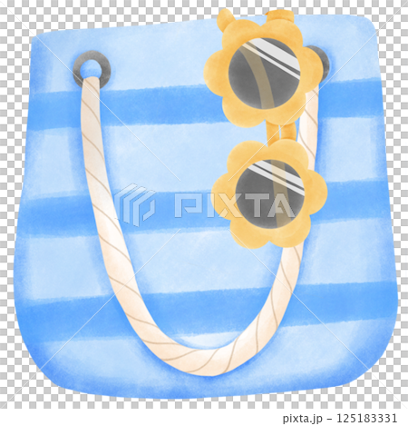 Beach bag and flower-shaped sunglasses Beach bag and flower-shaped sunglasses 125183331