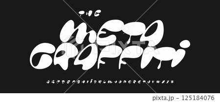Graffiti Font, Bold Urban Street Drip Style Alphabet, Creative Unique Modern Typeface for Powerful Youth Culture Poster Headline, Logo, Music Design, Printable Art Experimental Look. Vector Typeset 125184076