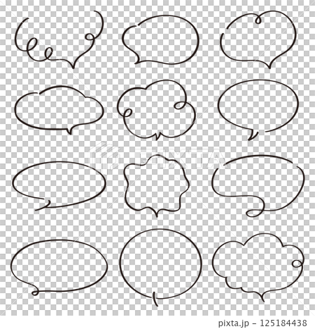 Hand drawn simple speech bubble set Hand drawn simple speech bubble set 125184438