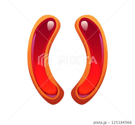 Candy type or sweet dessert font and cartoon typeface, vector pastry or confectionery. Brackets punctuation sign of biscuit cookie font with caramel candy or marmalade jelly for English alphabet type 125184568